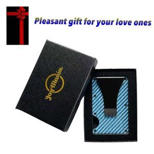 Mens RFID Blocking Money Clip Carbon Fiber Wallet Credit Card Holder W.Gift Box